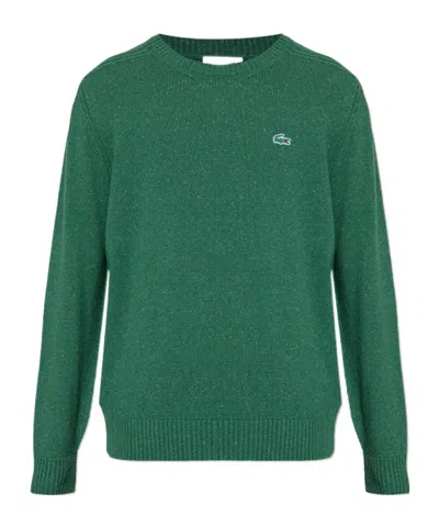 LACOSTE EMBROIDERED-LOGO WOOL SWEATER