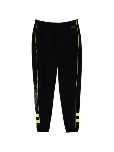Lacoste Embroidered Regular-fit Track Pants In Black
