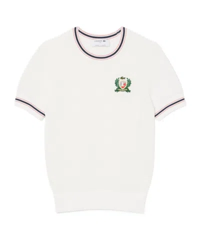 Lacoste Embroidered Shield T-shirt In White