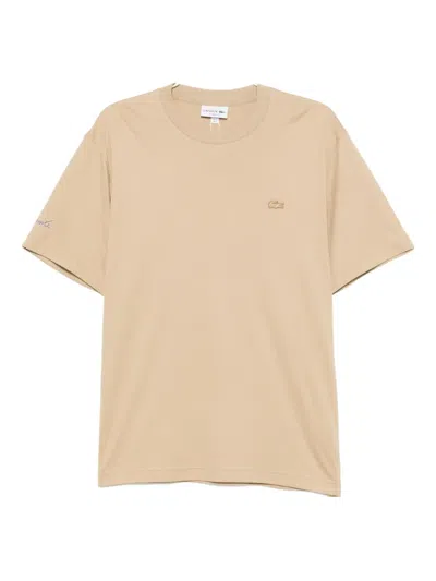 Lacoste Embroidered-signature T-shirt In Brown
