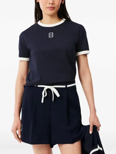 Lacoste Embroidered-badge Jersey T-shirt In Metallic