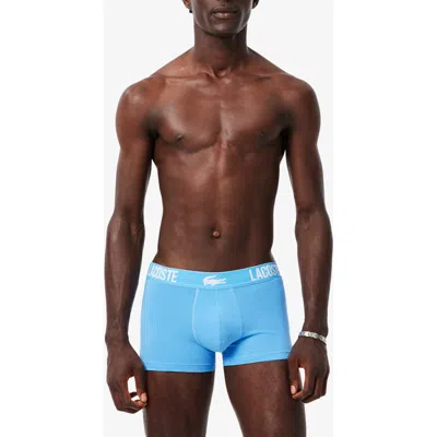 Lacoste Essential Assorted 3-pack Stretch Cotton Boxer Briefs In Blue