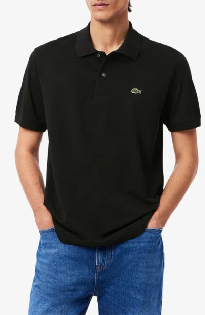 Lacoste Essentials Classic Fit Cotton Blend Piqué Polo In Black