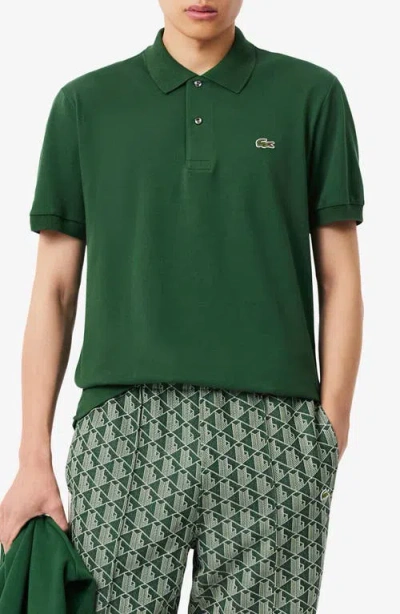 Lacoste Essentials Classic Fit Cotton Blend Piqué Polo In Green