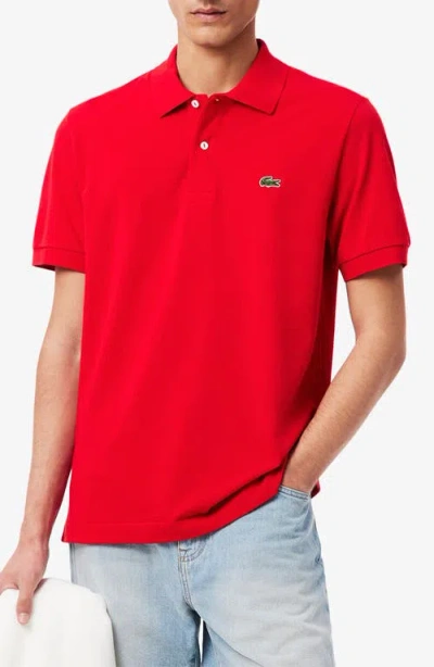 Lacoste Short Sleeve Pique Original Fit Polo Shirt In Red