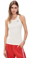Lacoste Essentials Ribbed Tank White In White