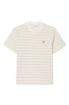 Lacoste Essentials Stripe Cotton T-shirt In Neutral