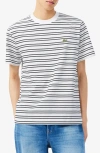 Lacoste Essentials Stripe Cotton T-shirt In White