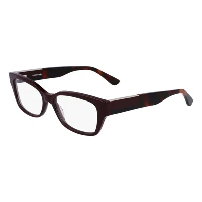 Lacoste Eyeglasses Rectangle Full Rim, Dark Red Frame And Clear Demo Lenses Lens L2907603 In Black