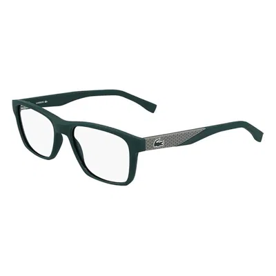 Lacoste Eyeglasses Rectangle Full Rim, Matte Blue Frame And Clear Demo Lenses Lens L2862424 In Green