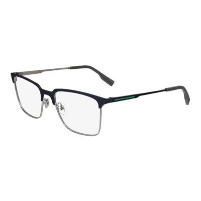 Lacoste Eyeglasses Square Full Rim, Matte Blue Frame And Clear Demo Lenses Lens L2295424 In Multi