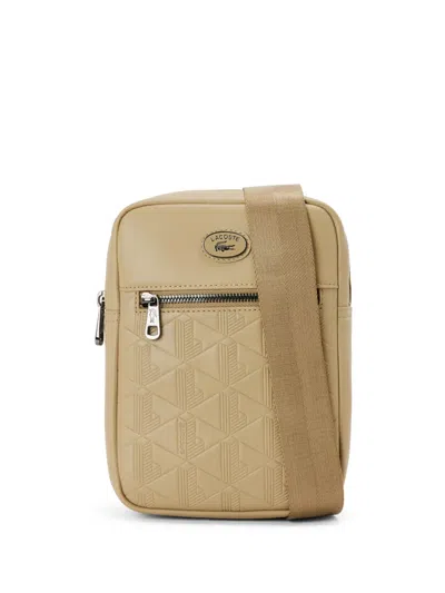 Lacoste Faux-leather Messenger Bag In Neutrals