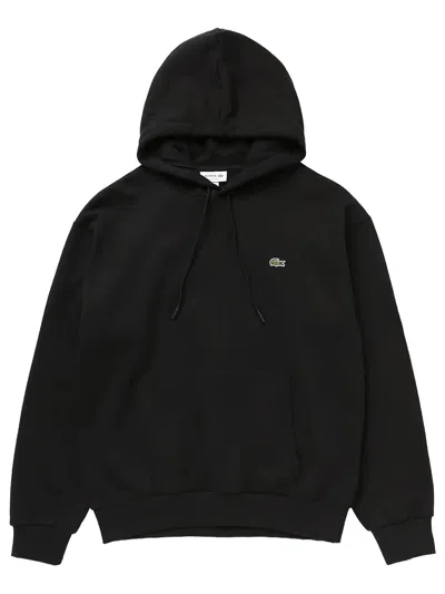 Lacoste Felpa Con Cappuccio In Tessuto Felpato In Black