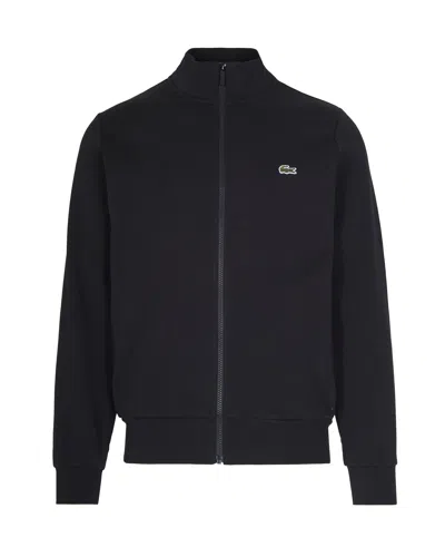 LACOSTE BLACK ZIP-UP FLEECE TURTLENECK SWEATSHIRT