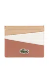 Lacoste Fg Leather Card Holder In Neutrals