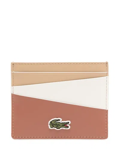 Lacoste Fg Leather Card Holder In Neutrals