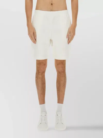 Lacoste Fleece Cotton Shorts Elastic Waistband In White