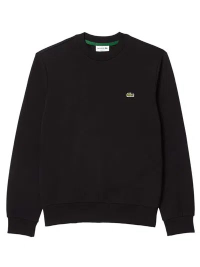 Lacoste Fleece Crew Neck Sweatshirt Clothing In Black