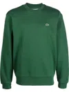 Lacoste Green Brushed Cotton Sweatshirt In Green