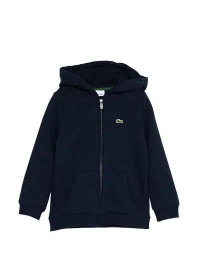 Lacoste Kids' Fleece Zipped Hoodie In Blue