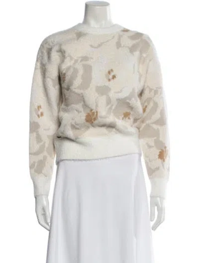 Pre-owned Lacoste Floral Print Crew Neck Sweater In Neutral