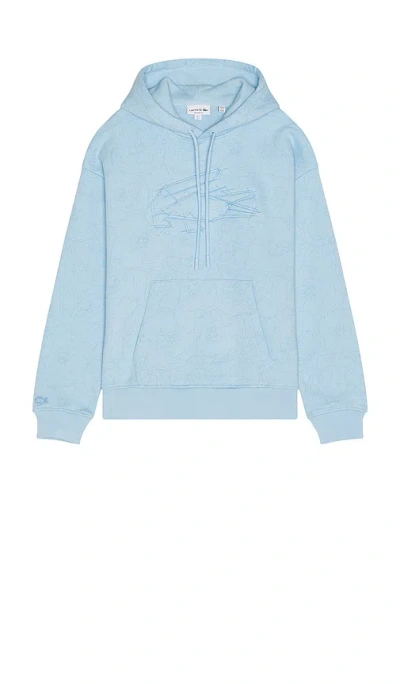 Lacoste Flower Hoodie In Baby Blue