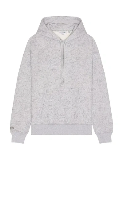 Lacoste Flower Hoodie In Light Grey