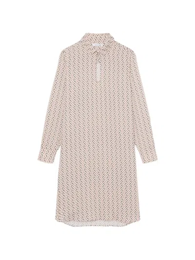 Lacoste Fluid Crepe Shirt Collar Dress In Multi