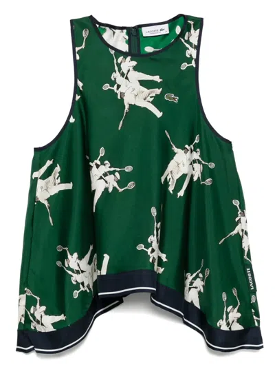 Lacoste Fluid Silk Top In Green