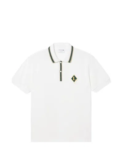 Lacoste Classic Fit French Made Badge Accent Polo Shirt In White