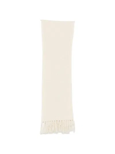 Lacoste Fringed Chunky-knit Scarf In Neutral