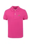 Lacoste Fuchsia Polo Shirt For Kids With Crocodile In Fuchsia