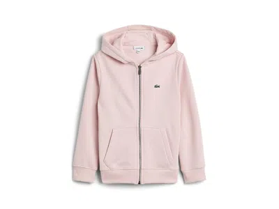 Lacoste Full Zip Hoodie (big Kid) Boy's Sweatshirt Nidus: Lg (14 Big Kid), Cotton/polyester In Pink