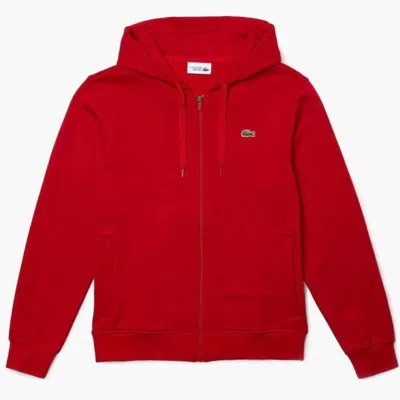 Lacoste Full Zip Hoodie In Red