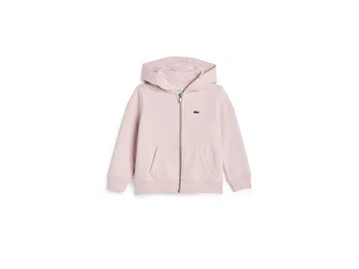 Lacoste Full Zip Hoodie (toddler/little Kid/big Kid) Boy's Sweatshirt Nidus: 3t (toddler), Cotton/polyester In Pink