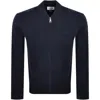 Lacoste Full Zip Knit Jumper Navy In Blue