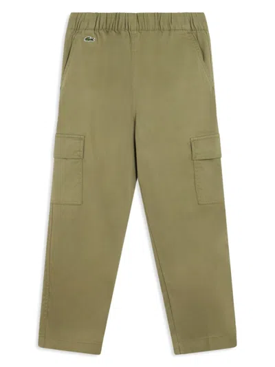 Lacoste Kids' Gabardine Cargo Pants In Green