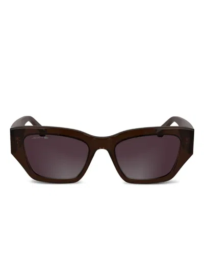 Lacoste Geometric-frame Sunglasses In Brown