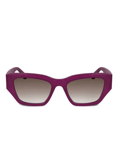Lacoste Geometric-frame Sunglasses In Purple