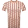Lacoste Geometric Logo T Shirt Beige In Brown