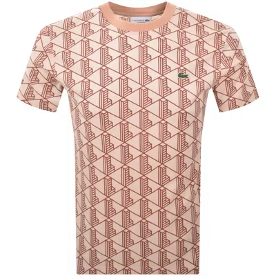 Lacoste Geometric Logo T Shirt Beige