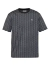 Lacoste Geometric-pattern Cotton T-shirt In Gray