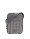 Lacoste Geometric-pattern Messenger Bag In Gray