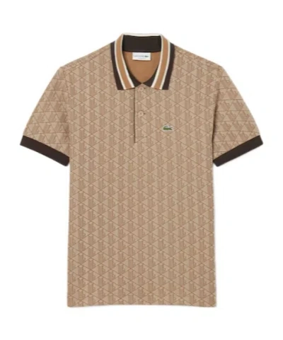 Lacoste Geometric-pattern Polo Shirt In Brown
