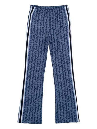 Lacoste Geometric-pattern Trousers In Blue