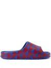 Lacoste Geometric-print Open-toe Slides In Blue