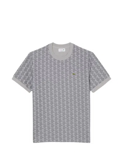 Lacoste Geometric Pattern T-shirt In Gray