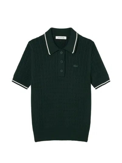 Lacoste Gestreifter Pullover Mit Zopfmuster In Green