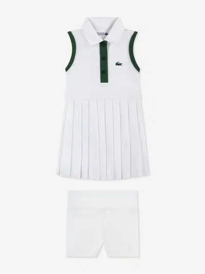 Lacoste Babies'  Girls Heritage Pique Tennis Dress With Shorts In Multi