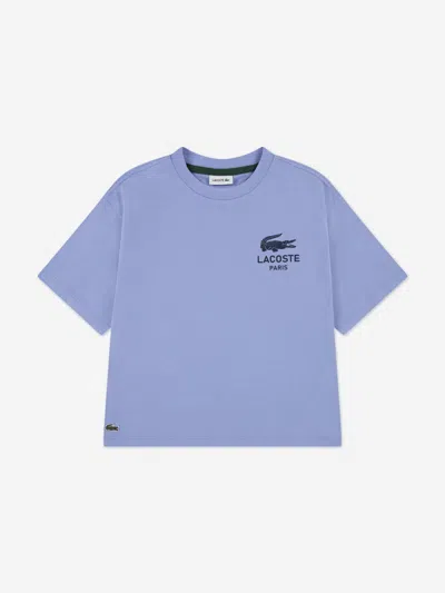 Lacoste Babies'  Girls Logo T-shirt In Blue